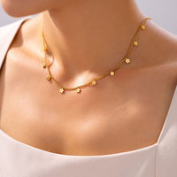 Kalung Liontin Bunga Fashion Lapis Emas 14k 18k dari Baja Tahan Karat 316 Anti Luntur dan Tahan Air untuk Wanita