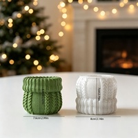 Moule en silicone YS pour pot à laine tricotée de Noël, chaussette à laine, bougie, pot à succulentes, plâtre, béton, conteneur de rangement DIY