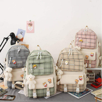 Sacs à dos de cuisine en toile esthétiques, lot de 5 pièces, grande capacité, ensemble combiné, sac de rangement portable pour l'école, les badges et les voyages