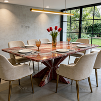 Table à manger ovale en marbre rouge de luxe italien Orobico Rosso de conception moderne haut de gamme 2,4 m