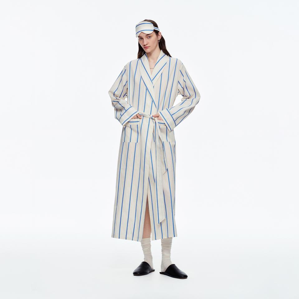 Knit Robe Patterns Women's Cotton Woven Long Sleeve Breathable Winter Pajamas Striped ...