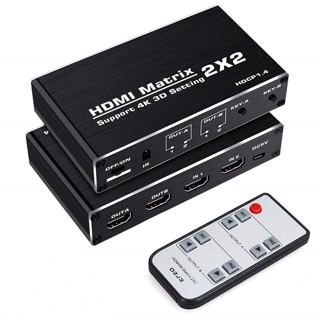 Top Sale HDMI Matrix 2X2 HDMI Switcher Two in Two Out Matrix HDMI Matrix 4k60hz