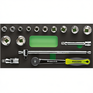 Fasano <b>Socket</b> Wrench Set <b>12</b> <b>Point</b> Metric 8-27mm With Ratchet And Extensions For Auto Repair - Product Image 2