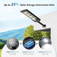Lámpara Solar Exterior Negra IP65 Impermeable de ABS, 50W-300W, con Sensor, Batería LiFePO4, 50000 Horas de Duración, LED para Carreteras