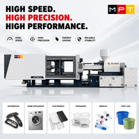 Mesin Cetak Injeksi Hidrolik Horizontal Otomatis Kecepatan Tinggi 40KN Laju Injeksi 109g/s Terkontrol PLC Penggerak Gigi PET