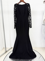 Robe longue ajustée Bettergirl 2026 Automne Hiver, nouvelle collection, avec empiècements en maille, perles et strass incrustés, style robuste