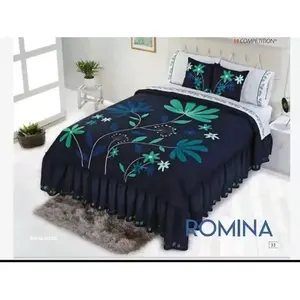 Ensemble de couette Romina, taille double, broderie florale, literie moderne pour la maison, toutes saisons - Product Image 3