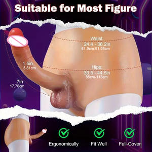 ディルドハーネスディルドパンティーのリアルなストラップ、シリコーンウェアラブルディルドアンダーウェアレズビアンセックスおもちゃ、女性用ストラップレスディルド - Product Image 2