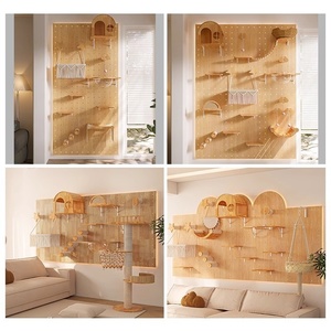 Bingkai panjat kucing pasang dinding kayu padat Modern, ramah lingkungan, jembatan pohon tangga berlubang papan karton - Product Image 2