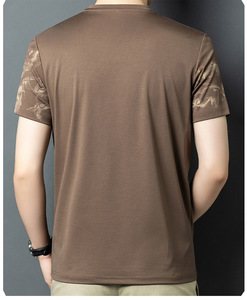 Camiseta para hombre con estampado abstracto de tinta al agua, manga corta, cuello redondo, corte ajustado, de algodón, informal, para uso diario. - Product Image 6