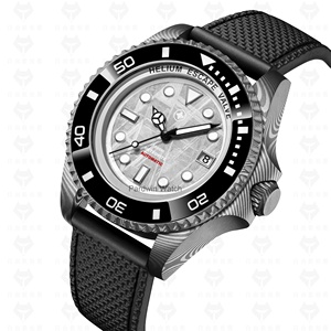 OEM thiết kế Damascus thép xem Dive xem trường hợp với Sapphire chèn đánh dấu sáng Helium thoát sâu lặn xem - Product Image 1