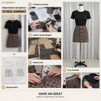 Ensemble deux pièces pour femmes, imprimé léopard noir, haut côtelé, mini-jupe, streetwear décontracté, étiquette privée OEM personnalisée