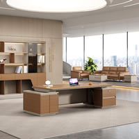 Bureau de direction moderne en bois, taille personnalisable, OEM/ODM, avec armoire latérale multifonctionnelle pour usage domestique et commercial