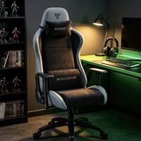 Fauteuil inclinable ergonomique moderne pour jeux vidéo, dossier haut, rotatif, avec repose-pieds, en cuir