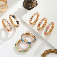 CYNYA Gelang Bangle Wanita Berbahan Paduan Seng Enamel Warna-warni, Gelang Berengsel Motif Geometris Warna Emas, Gelang Manset Boho yang Dapat Ditumpuk
