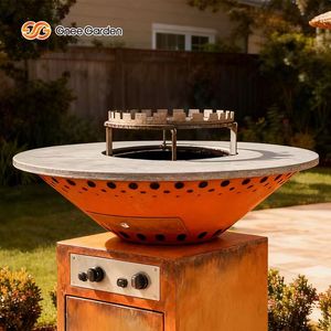 Barbecue au bois de chauffage en acier corten robuste et moderne pour les fêtes en plein air et les divertissements de jardin - Product Image 3