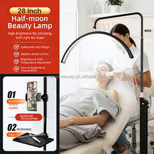 Lámpara de pie LED profesional plegable de media luna para salón de belleza, luz regulable para el hogar, luz de relleno para pestañas, uñas, <span class=keywords><strong>tatuajes</strong></span> y cuidado de la piel - Product Image 2
