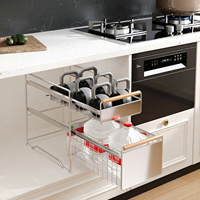 Étagère de rangement coulissante en acier inoxydable pour épices, style tiroir, pour armoire de cuisine, comptoir, évier, accessoires d'organisation