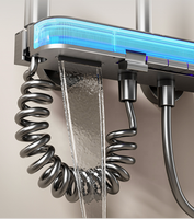 Ensemble de douche thermostatique numérique en alliage d'aluminium brossé à fixation murale, multi-jets, pour hôtels et villas, vente directe usine, OEM