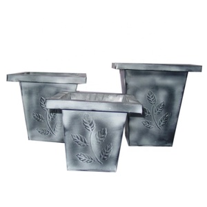 <b>Decorative</b> Vintage Rectangular Metal Zinc Galvanised Patina <b>Flower</b> Pot Garden Planters - Product Image 5
