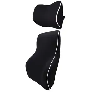 Comfortable Memory Foam Car Lumbar And Neck Support Cushion Set For Back Support Relieving Pain Of Neck
