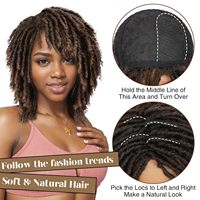 Perruque Dreadlock Courte Tressée Afro Bouclée Fausses Locks Cheveux au Crochet Sans Dentelle Fibre Synthétique Haute Température Densité 180% Noir