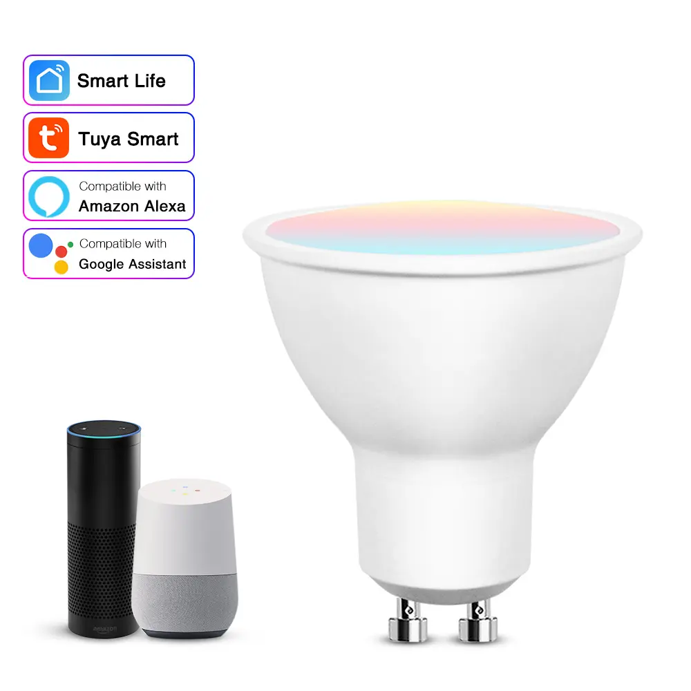 Factory direct sale Smart wifi GU10 bulb led smart light Remote App control-RGBCW 5W gu10 downlight gu10 lamp