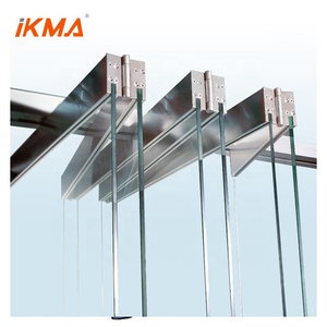 Đôi Frameless Tempered Glass <span class=keywords><strong>Folding</strong></span> <span class=keywords><strong>Door</strong></span> Phần Cứng Cửa Trượt Nhôm IKMA - Product Image 4