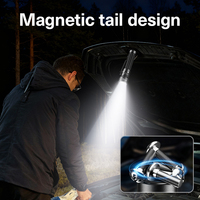Linterna Táctica LED de 15W y 1230 Lúmenes, Carga Tipo-C, Clasificación IP44, Aleación de Aluminio, Alcance de Haz de 140m, EDC Magnética para Camping, 18650