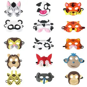 JTX696 маски для лица с животными из джунглей, фетровая маска с животными для тематики леса, костюмы для Хэллоуина, товары для вечеринок, маски с мультяшными животными