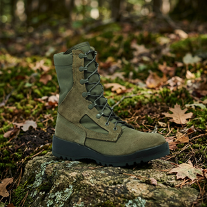 Botas de Combate TSB21 de 8 Pulgadas, de Cuero Vacuno, Gamuza y Lona, Color Verde Salvia, Impermeables, Ligeras, con Cordones y Suela de Goma - Product Image 3