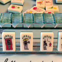 Set Mahjong Akrilik Elegan Motif Pantai Amerika, Ubin Berukir, Warna Kustom, Mahjong Mewah untuk Ritel Butik