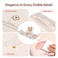 Portable LED maquillage miroir 5 niveaux luminosité 3 couleurs lumières grand blanc voyage maquillage organisateur ouvert mode Style cosmétique