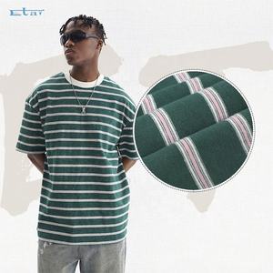 Camiseta vintage a rayas con logotipo personalizado de lujo 280gsm de algodón pesado de gran tamaño con diseño estampado para hombre - Product Image 5