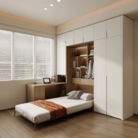 Armoire de chambre contemporaine Aige, meuble de rangement en bois massif pour vêtements
