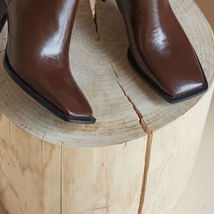 Cialisa, Nuevo Modelo, Zapatos de Vestir de Otoño de Cuero Genuino Blanco para Mujer, Punta Cuadrada, Tacones Altos, Botines de Invierno, Estilo Conciso y Maduro - Product Image 6
