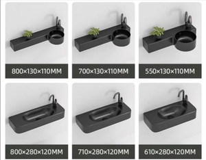 Lavabo mural de haute qualité, petit, gris, de forme ovale, fontaines, lavabo mural suspendu, lavabo de salle de bain - Product Image 6