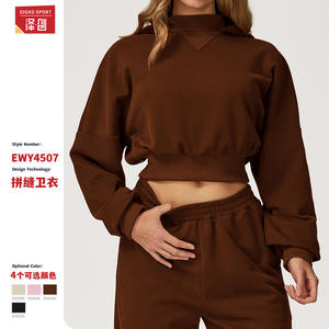 Sweat-shirt à capuche pour femme Disko Sport, coupe courte, tricoté, ample, décontracté, pour le sport en plein air, automne-hiver 4507 - Product Image 5