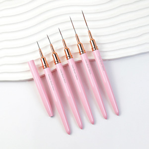 Ensemble de pinceaux pour nail art, manche en métal, longs poils en nylon, kit de peinture, sculpture et dessin pour vernis gel - Product Image 1