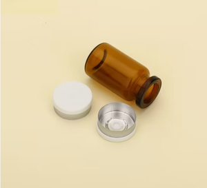 12ml/30ml amber glass vial, empty glass packaging bottle, with matte gold/silver cap, custom lid color supported - Product Image 2