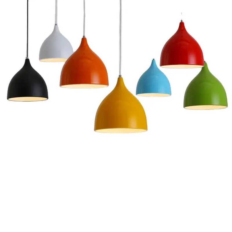 HITECDAD Modern Colorful Restaurant cafe dining lamp Iron Nordic Pendant Lights Dining Room metal Pendant Lamp