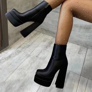 Hot Silk Material Botas De Mujer Custom Color Zipper Side Think Bottom Luxury Chunky Platform Women Boots - Product Image 4