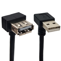 Maßgefertigtes 90-Grad-Buchse-auf-Winkel-Typ-A-Stecker USB 2.0 Kabel aus Aluminium, 3A Schnelllade-Verlängerungskabel