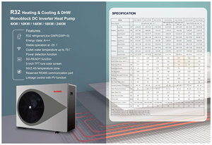 Bomba de Calor Aire-Agua A+++ R32 de 6/10/14/18/24kW con Control Wifi, Calefacción, Refrigeración y ACS, Pompa Di Calore R32 - Product Image 6