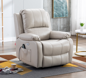 Sillón Reclinable Eléctrico de Cuero Gris Multifuncional Ajustable para Sala de Estar, Venta al por Mayor - Product Image 5