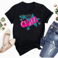 Cheer Stars Bleu Paillettes Rose Chaud Impression PU Cristal AB Hot Fix Strass Transfert De Chaleur Applique pour Chemise Sacs Soutien-Gorge De Sport