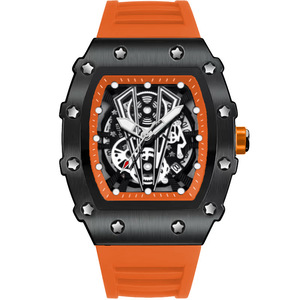 Zido sang trọng của người đàn ông thép không gỉ thạch anh Đồng hồ đeo tay sáng Silicone dây đeo tonneau trường hợp thể thao kinh doanh thời trang đồng hồ - Product Image 6