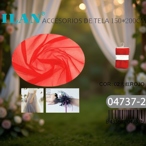 Tessuto in organza rossa Ilan 150x200cm per accessori da matrimonio - Product Image 3