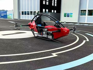 รถยนต์ไฟฟ้าบินได้สีแดงรุ่นใหม่ อากาศยานโดยสารแบบ EVTOL สำหรับการบินระดับความสูงต่ำ น้ำหนักเบา ใช้พลังงานแบตเตอรี่ ขับเคลื่อนด้วยคน - Product Image 2