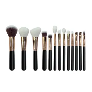 Factory Oem Black Luxury Makeup Brush Set Custom High Quality Natural Hair Make Up Brushes Private Label Brochas De Maquillaje